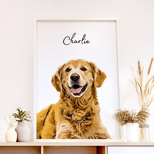 Custom Pet Portrait - Pet Photo + Name